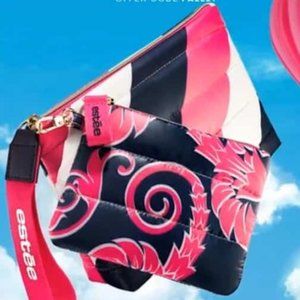 Estee Lauder Floating on Air Make Up Cosmetic Bag Soft Fabric Puffer 9" x 6" NEW